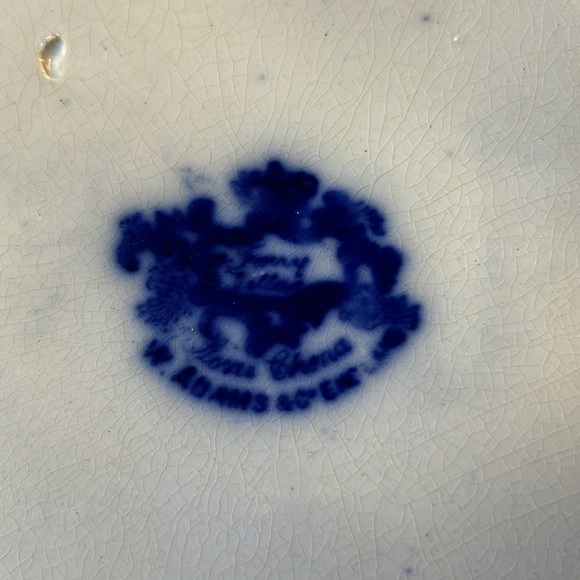 Antique Wm. Adams & Co. "Fairy Villas" Flow Blue 10 Inch Round Bowl - Picture 3 of 11